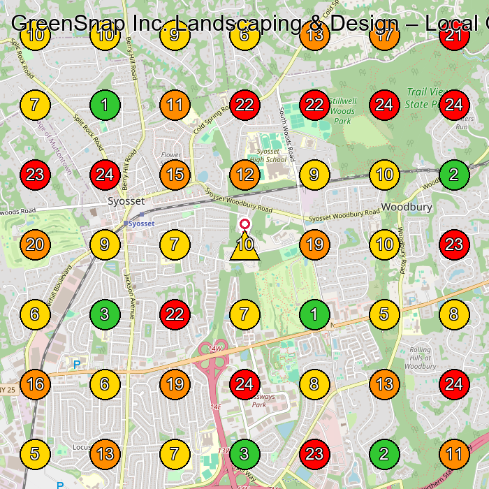 GreenSnap Inc. Landscaping & Design Landscape Designer GeoGrid ranking map for Syosset NY